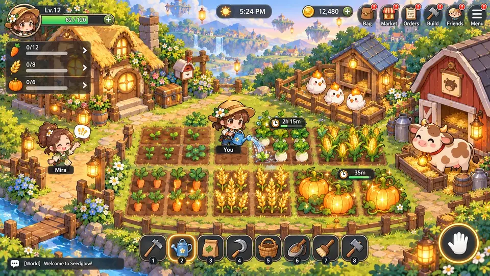 ในเกม Seedglow — ฟาร์มของเรา